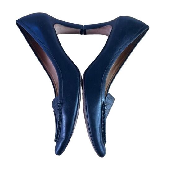 Ann Taylor Pumps Women 6 Black Leather Embossed Croc Front Loafer Pointed Toe - Picture 6 of 11